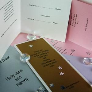 Coloured insert papers can really enhance the overall design of the wedding stationery